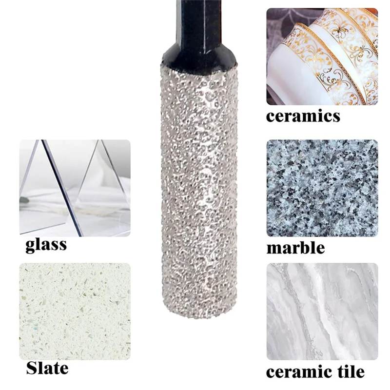 A84E-10-Pack Set di punte diamantate a secco da 12 mm per granito, piastrelle, vetro, marmo, mattoni, pietra - gambo esagonale 1/4