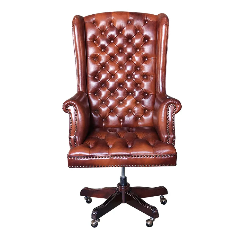 CX computer, office chair high-end leather solid wood, high backrest swivel chair