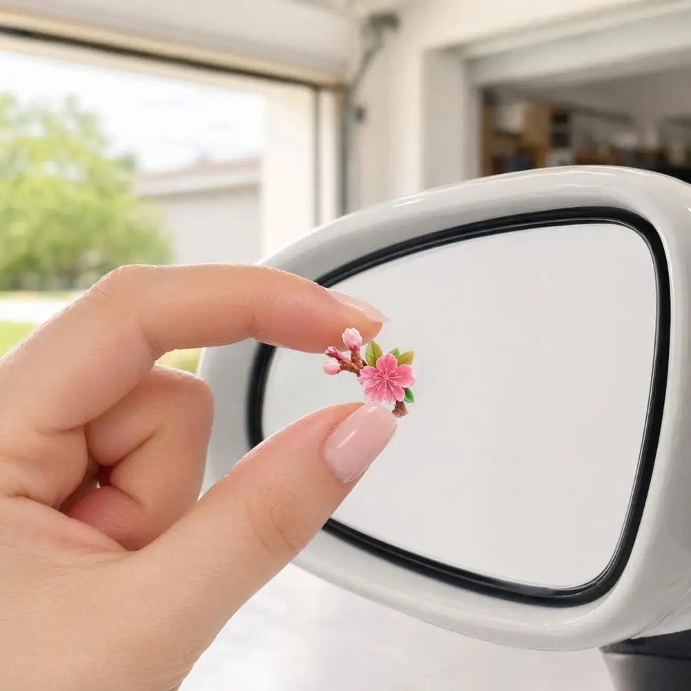 Pink Flower Car Decal Peach Blossom Car Sticker Resin Flower Decal for Auto Motorcycle Heat Resistant Waterproof for Bumper