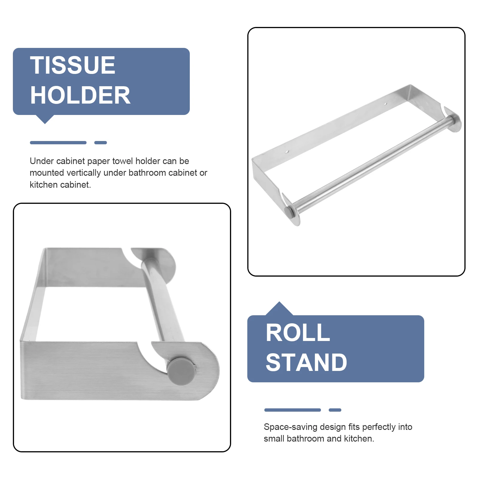 

Stainless Steel Paper Towel Holder Cling Film Rack Toilet Roll Dispenser Waterproof Rustproof Kitchen Bathroom Utility Room