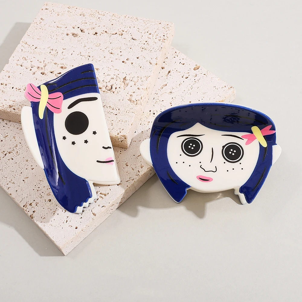 1 قطعة/2 قطعة كورالاين من ديزني - مشبك شعر أكريليك مستوحى من الشعر! تصميم رأس كرتوني مبتكر، مثالي للأناقة ومتعدد الاستخدامات #5