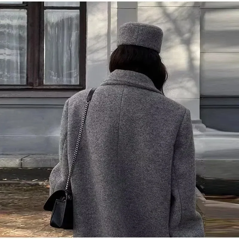 BJTZ معطف صوفي طويل بأزرار للنساء لخريف وشتاء 2025 موضة جديدة متعددة الاستخدامات ملابس خارجية فضفاضة #3