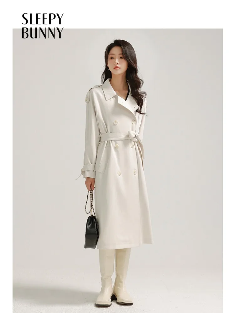 

Элегантный женский плащ в британском стиле, длинное пальто с поясом, свободная легкая верхняя одежда для женщин, весенне-осенняя повседневная мода