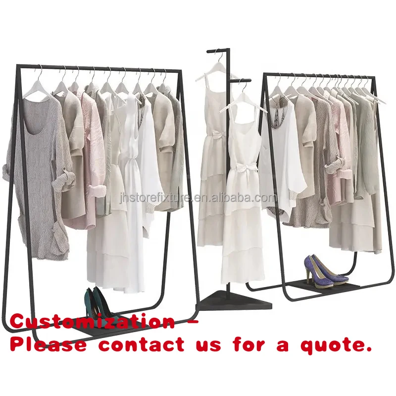 

Customize.Black Clothing Display Racks Heavy-Duty Hangers Standing Clothes Rails Clothes Sorting Rods Boutique Shop