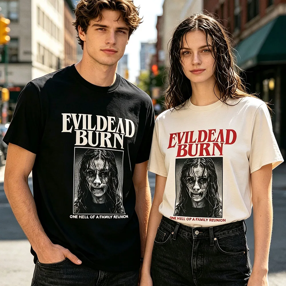 Horror Film Evil Dead Burn T-shirt Cotton Short Sleeve Men Women Tshirts Streetwear Unisex Summer O-neck Fashion Casual Tees Top
