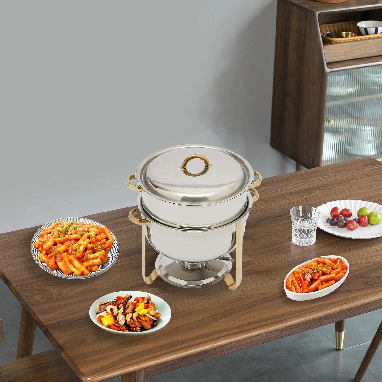 

Золотая круглая плита 13,5 л для домашнего ресторана, повара, домашняя кухонная утварь