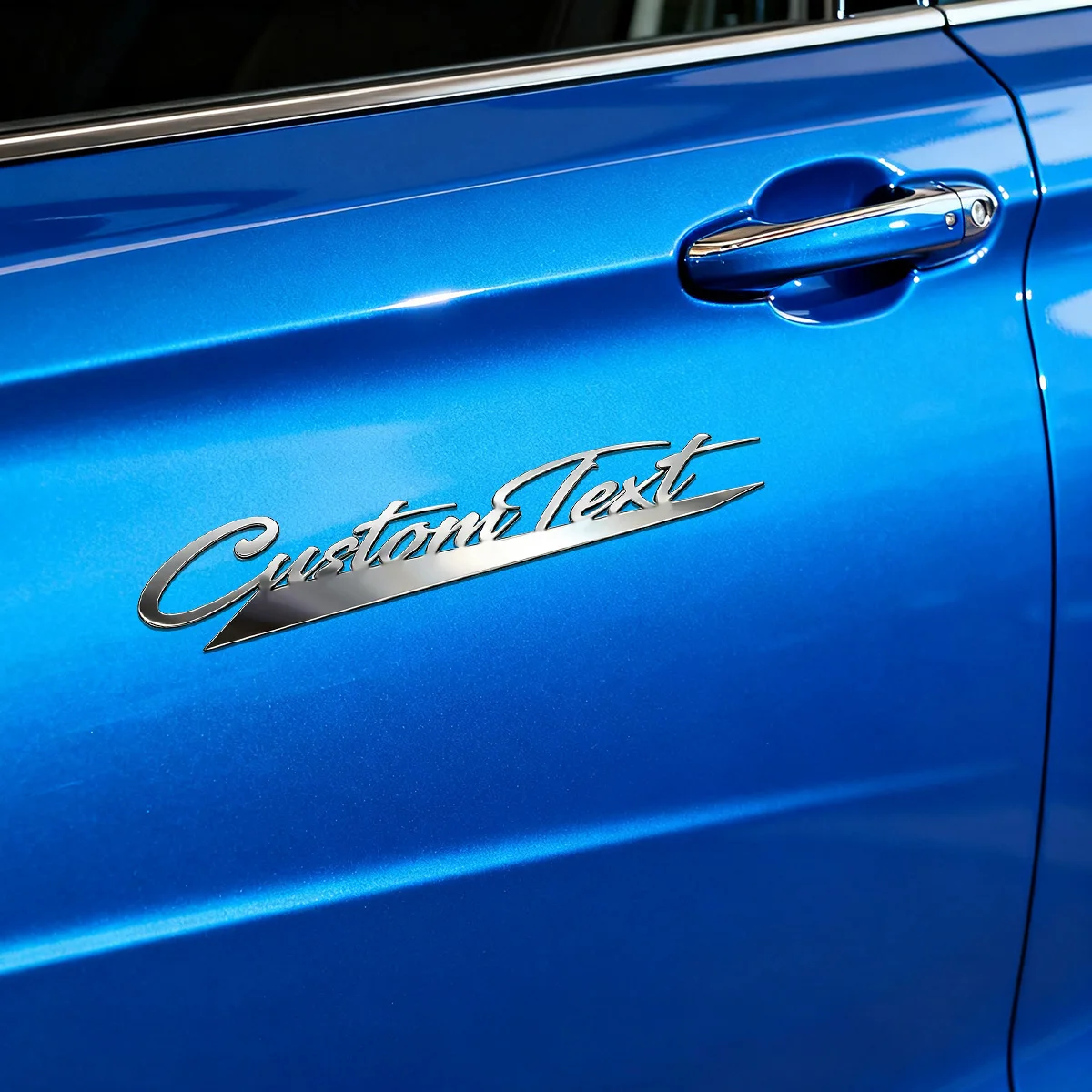 Trendy Elegant Artistic Font Metal Custom Logo 3D Stainless Steel Car Sticker Fender Trunk Badge Decal Car Decorative Accessorie image 2