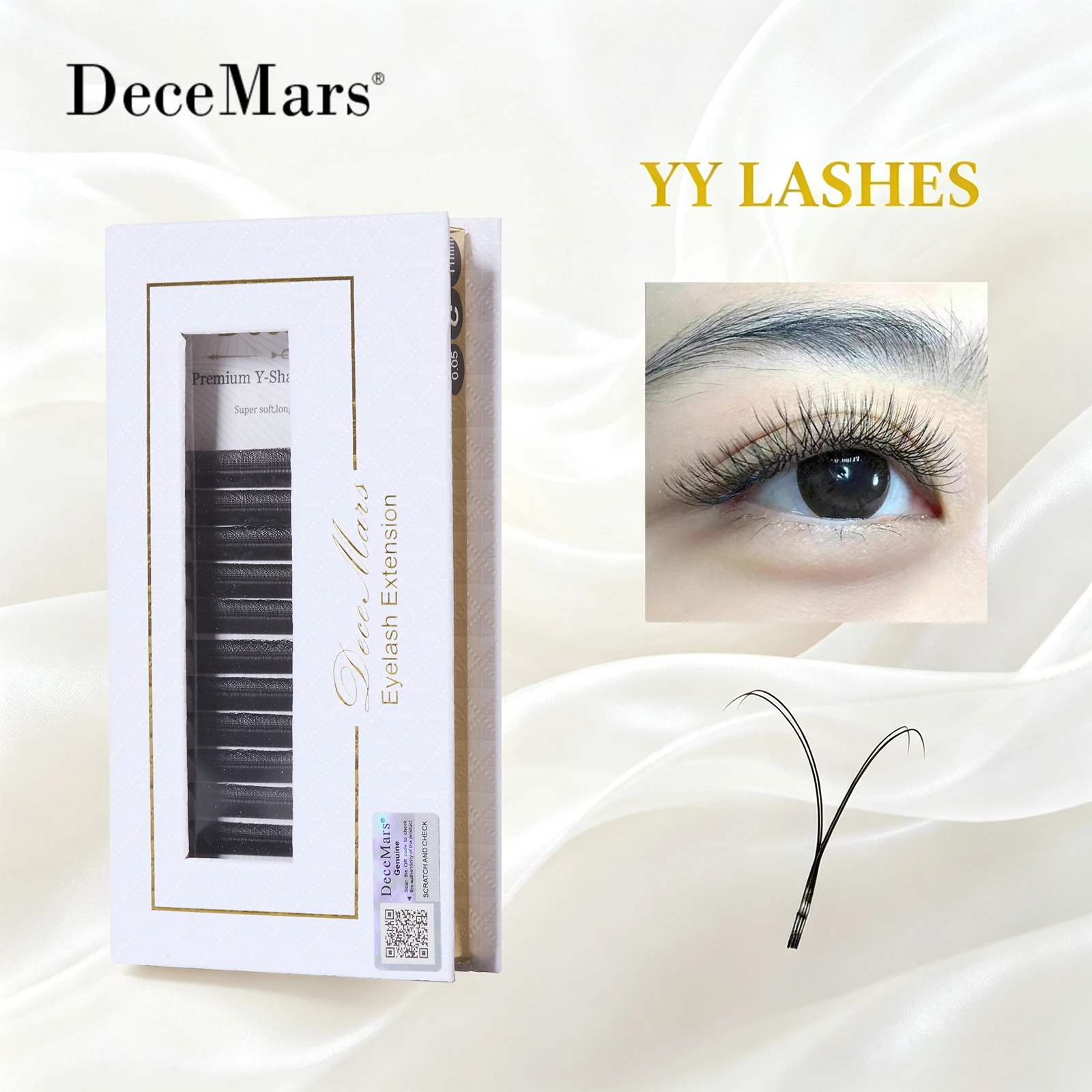 DeceMars YY Wimpernverlängerung, 6–18 mm Länge, Schwarz