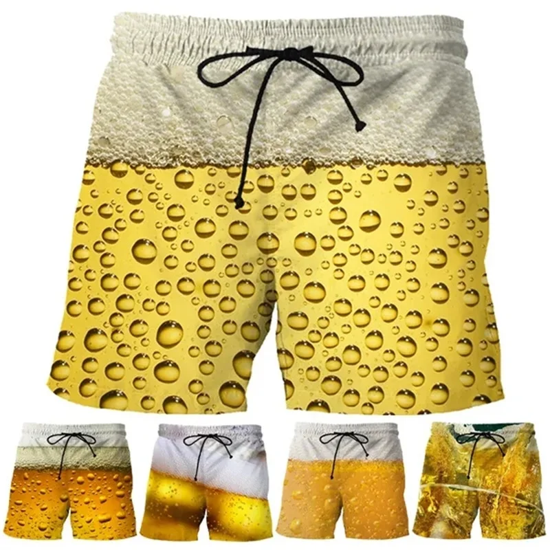 

Hot New Cool Beer Beach Shorts Men 3D Printed Board Shorts Fashion Hawaii Beach Swim Short Pants Women Casual Ice Short Pants