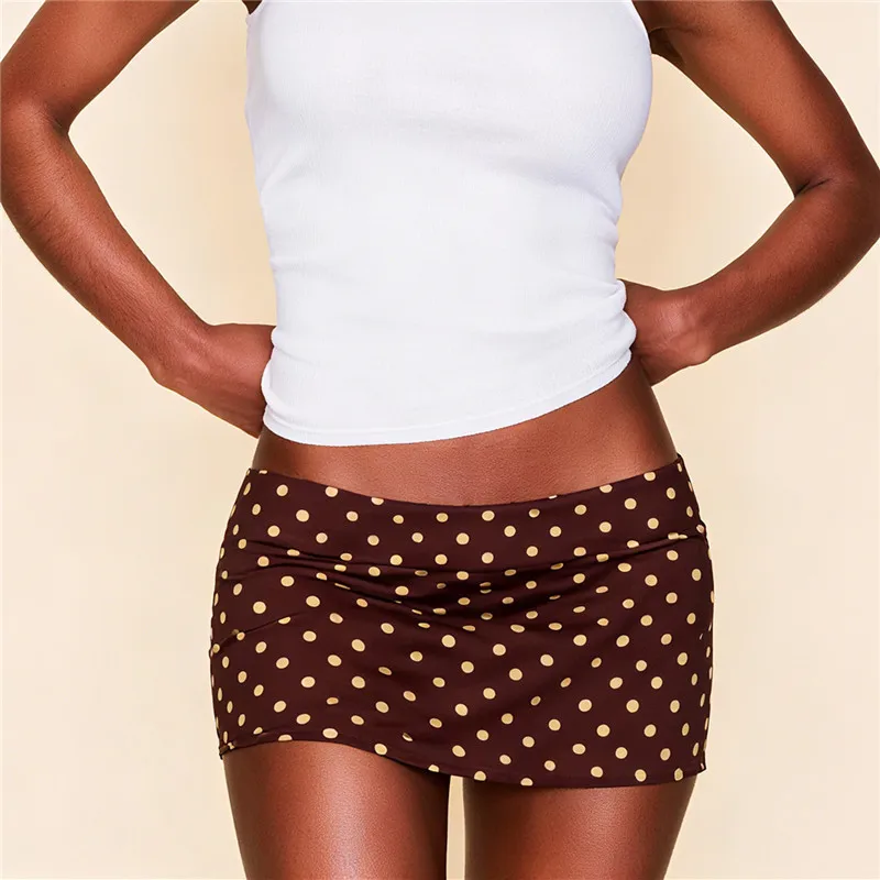 Women Bodycon Mini Skirts Casual Summer Solid Color Dot Pencil Skirt for Beach Vacation Club Streetwear