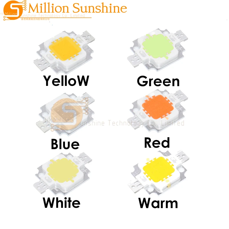 10pcs 10W LED Integrated High power LED Beads 10W White/Red/Yellow/Blue/Green/Warm white 24*40mil 10W led chip