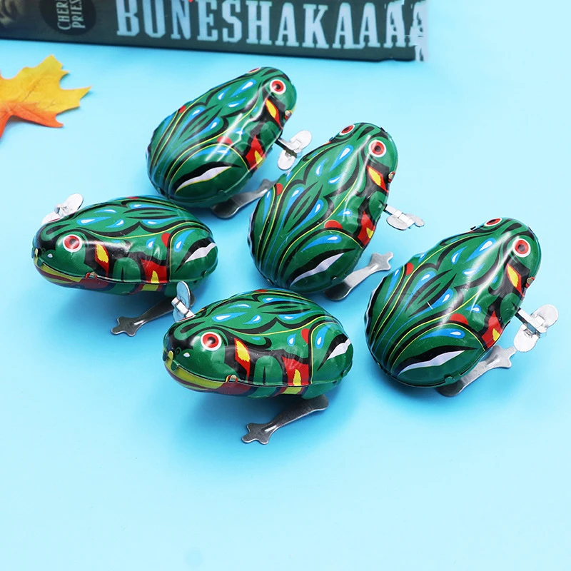 Crianças clássico estanho acabar relógio saltando ferro sapo brinquedo figuras de ação brinquedo para crianças brinquedos clássicos para o presente do menino