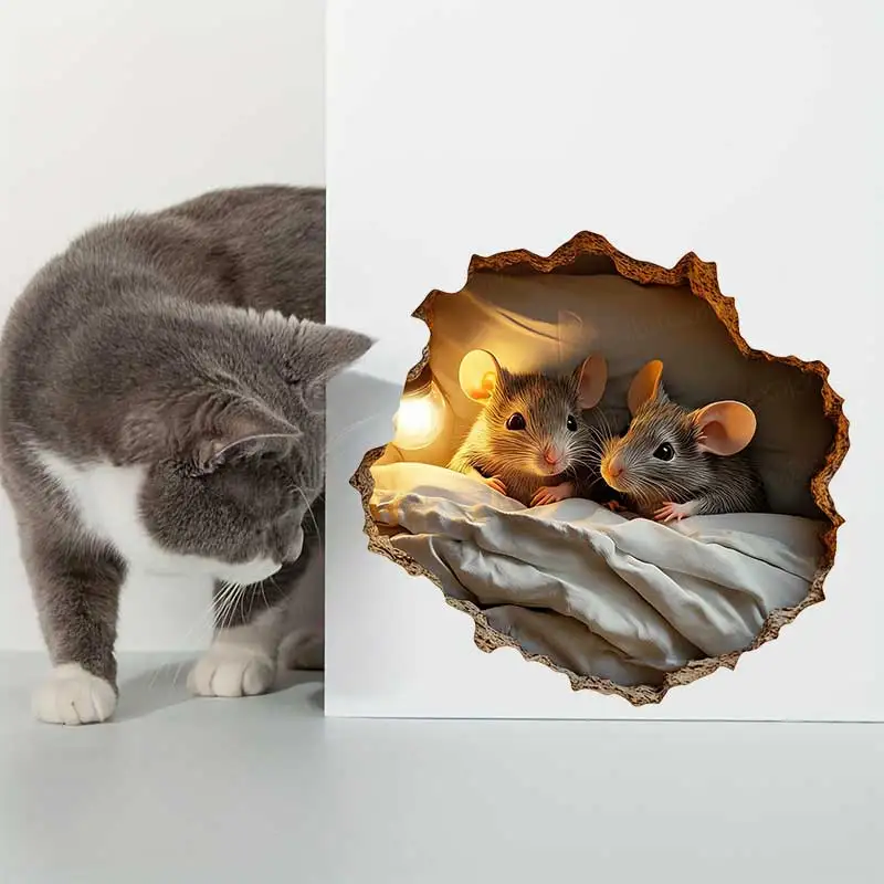 Dormouse Hole Wall Decals Self-Adhesive Stickers for Bedroom Children's Room Background Decoration Easy to Apply Wallpaper AA154