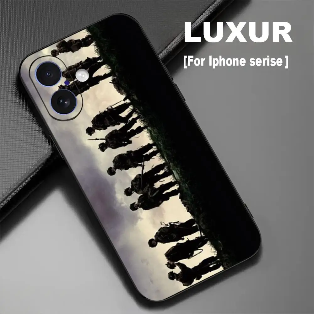 Cool Band of Brothers Film Phone Case For iPhone 17 16 15 14 13 12 X XR XS 8 Plus Mini Pro Max Soft black Shockproof Cover