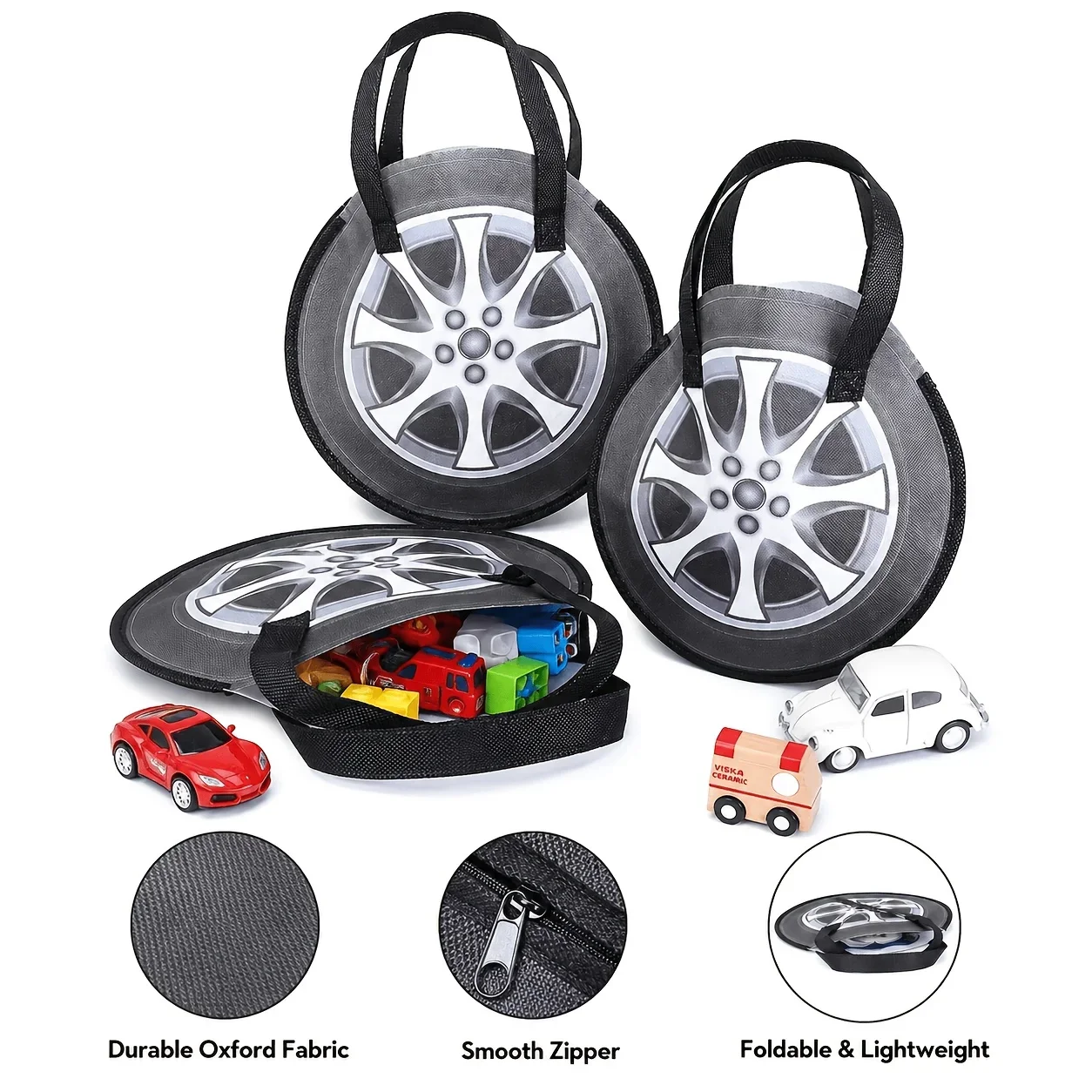 2Pcs Car-Shaped Non-Woven Tote Bags, Sturdy Handle Tire Bag for Birthday Racing Party Holiday Gifts