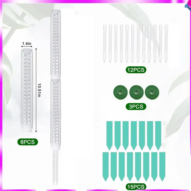 N96R 6Pcs Moss Pole For Plants Monstera, 15.6 Inch Plastic Stackable Moss Poles For Small Or Medium Climbing Plants Monstera Dur
