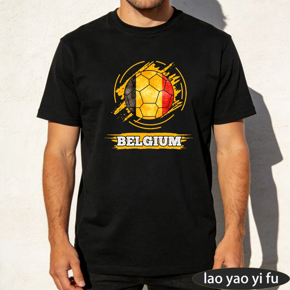 Street Style Belgium Soccer Graphic TShirt Men Summer Cotton Shirt Soccer Fan Casual Short Sleeve Soccer Part Supplies Clothing
