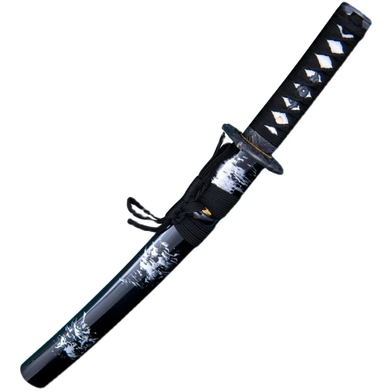 55cm japońskie ostrze samurajskie krótki nóż Wakizashi drewniany występ samoobrona praktyka rekwizyty nóż tang mini katana zabawki