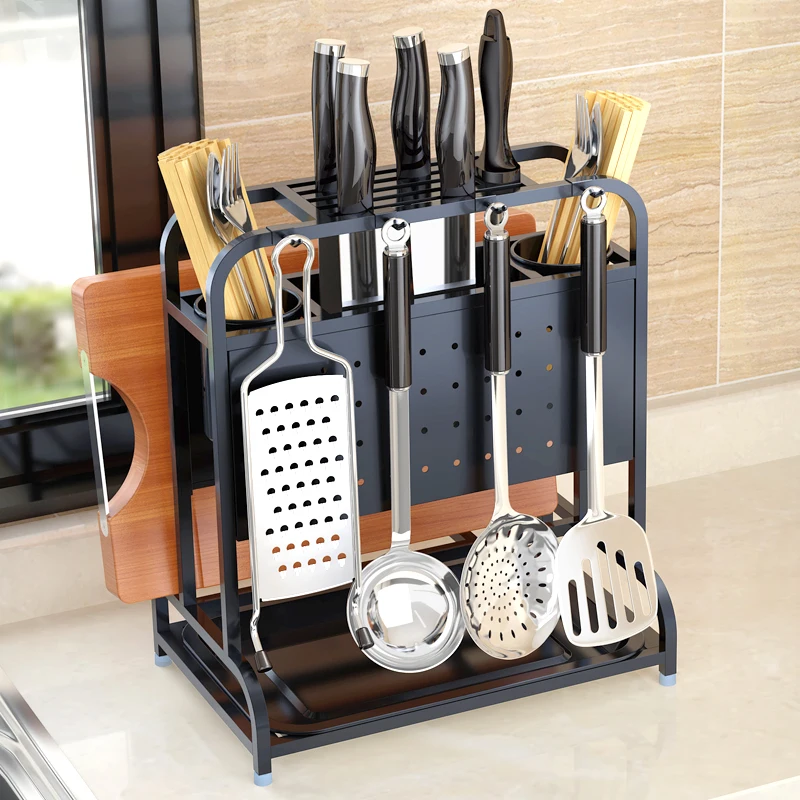 

304 stainless steel kitchen rack knife holder cutting board chopstick cartridge storage rack wall hanging countertop vertical