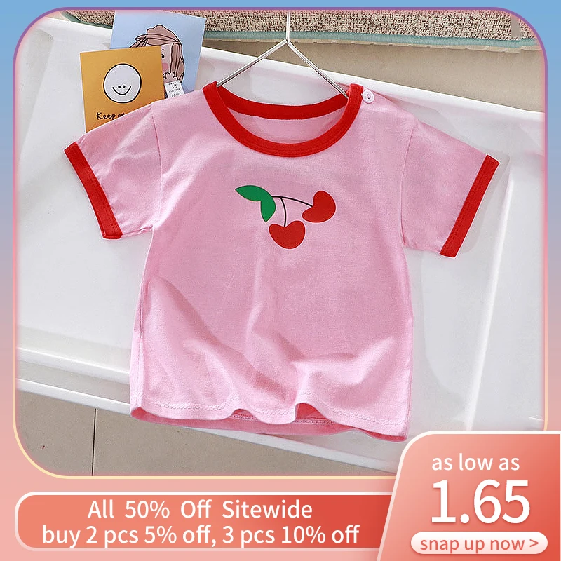 Summer Baby Clothes Children Girl Thin Cotton T-shirt Tee Princess Toddler Short Sleeve Cartoon Print Kids Clothing Tank Tops