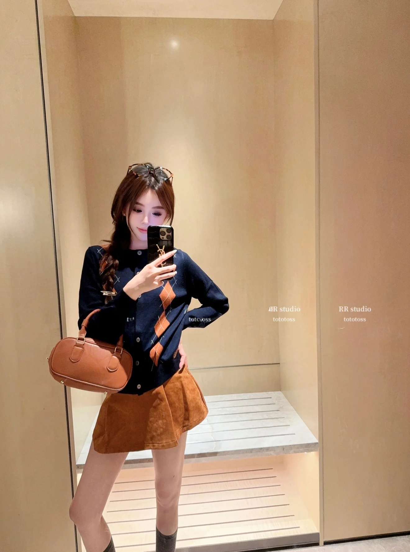 

Вязаный кардиган Seoul Miu для девочек, тонкий, из смесовой ткани с хлопком, с ромбовидным узором, мягкий, повседневный, с круглым вырезом, для ежедневной носки