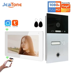 Jeatone-指紋,ビデオインターホン,wifi,電話用の7インチFHDインターホン,1080p,ロック解除された電話カード,120 ° 広角