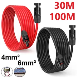 PowMr 6mm² 30m 100m Solar PV Cable Black Red 10AWG Solar PV Wire IP68 Extension Solar System Photovoltaic System TUV Copper Wire