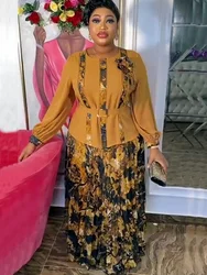 African Clothes for Women 2 PCS Sets Tops And Skirts Suits Dashiki Ankara Turkey Outfit Robe Plus Size Wedding Party Dresses