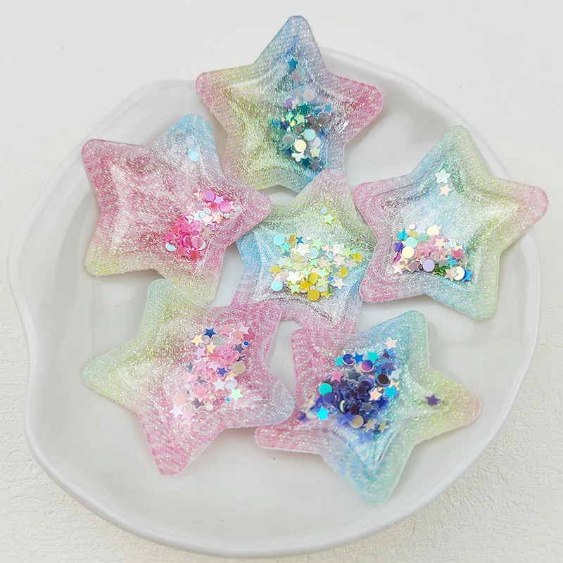 30 pz 4CM colorato trasparente PVC Star Filling shaker Applique per fai da te copricapo tornante fiocco Decor accessori