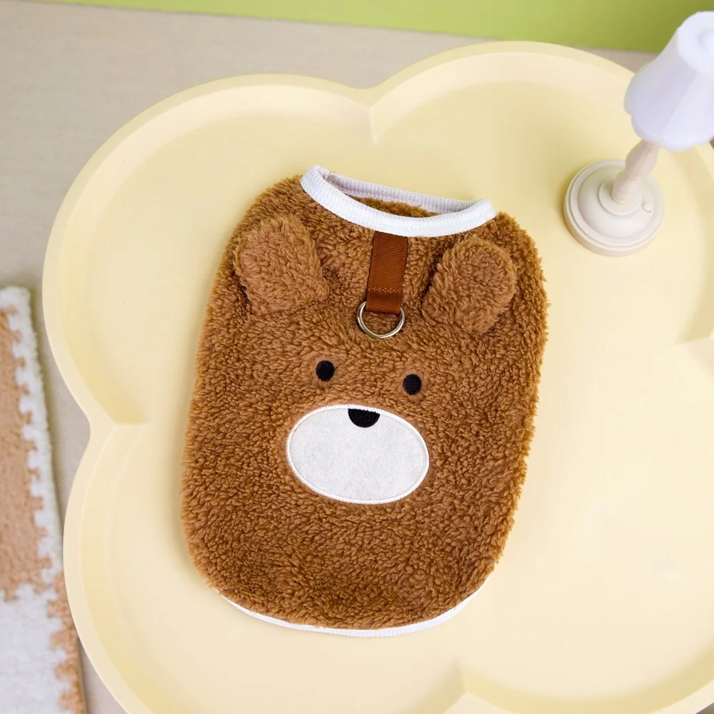 

Puppy Outfit Bear Pattern Winter Puppy Clothes Sleeveless Thickened Puppy Sweatshirt Comfortable Warm Dog Vest Outdoor Use