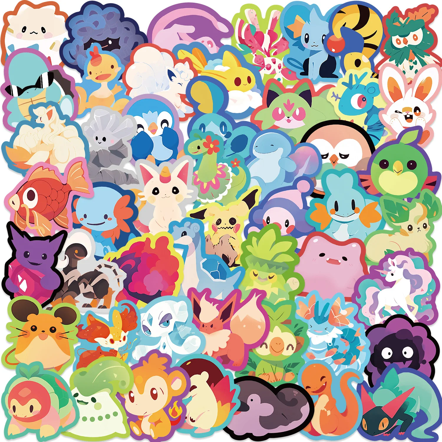 10/30/50PCS Kawaii Colorful Pokémon Stickers Cartoon Cute Graffiti DIY Skateboard Phone Case Scrapbook Waterproof Decal Kids Toy