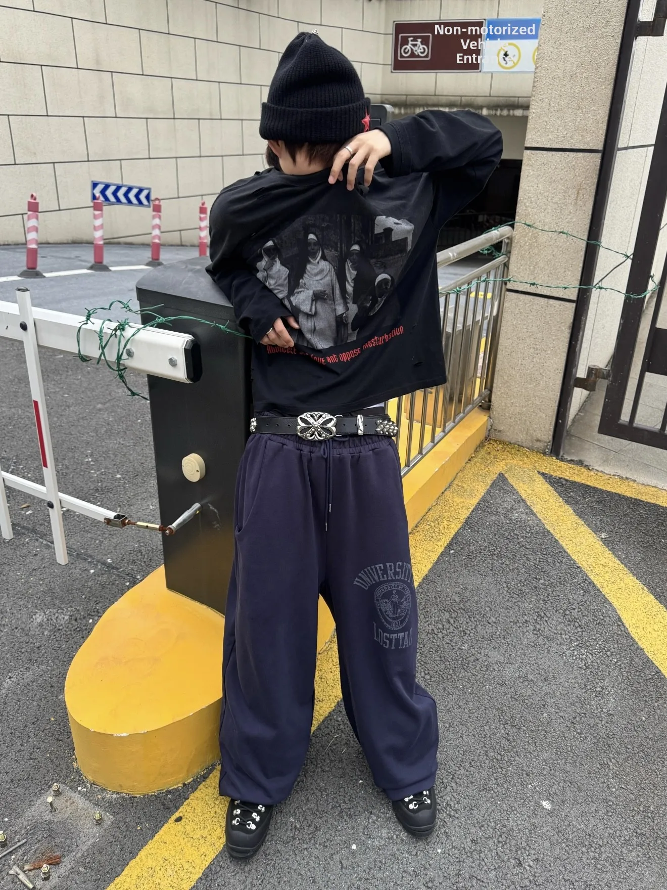 American Street Sle Printed Loose Fit Sweatpants Men's Women's Commuter Casual Pants Drapey Spor Straight Leg Cotton