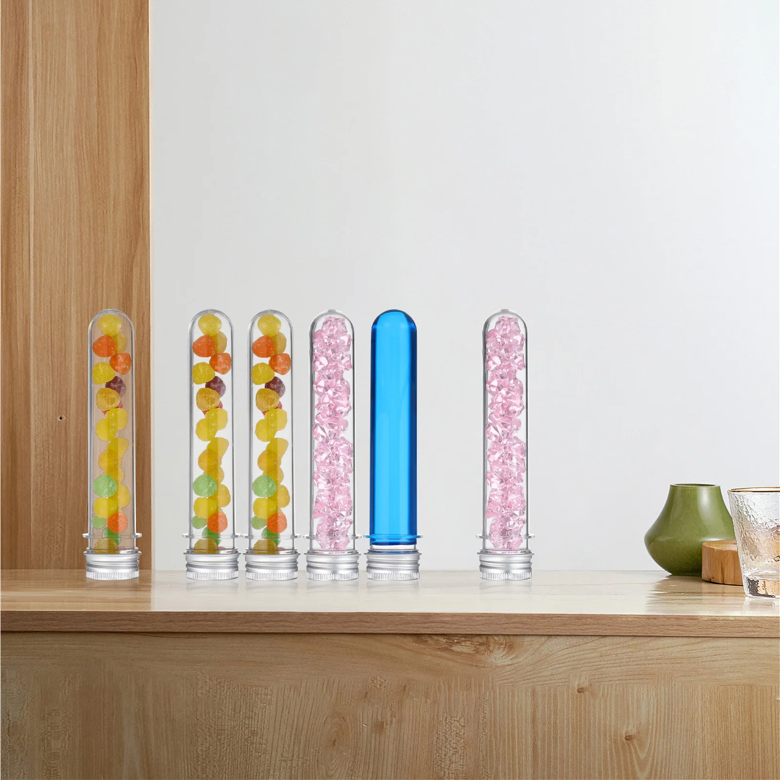 

1 set Test Kit Pet Plastic Clear Storage Tubes Aluminum Screw Cap Sealing Small Sample Tubes For Beads Diamond Dots Craft