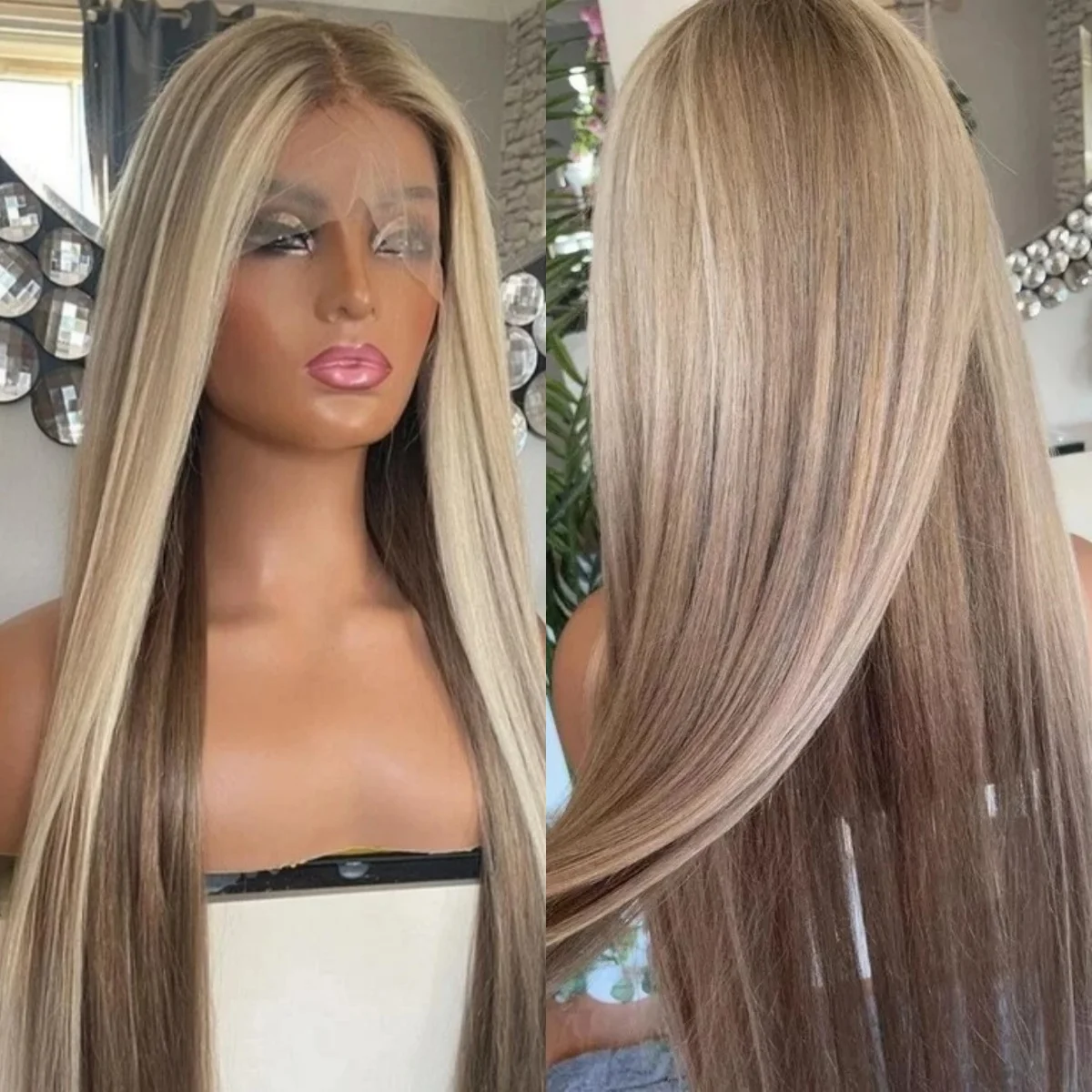 

Длинные прямые синтетические парики Ombre Light Cheatnyt Коричневые парики Женские блики Модные модные женские парики распродажа