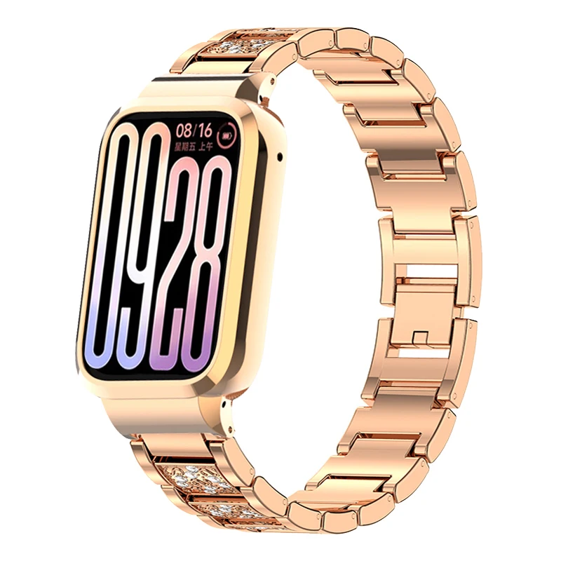 Pulseira caso protetor para xiaomi banda inteligente 9 pro diamante pulseira para xiaomi mi banda 9pro pulseira de metal capa protetora quadro