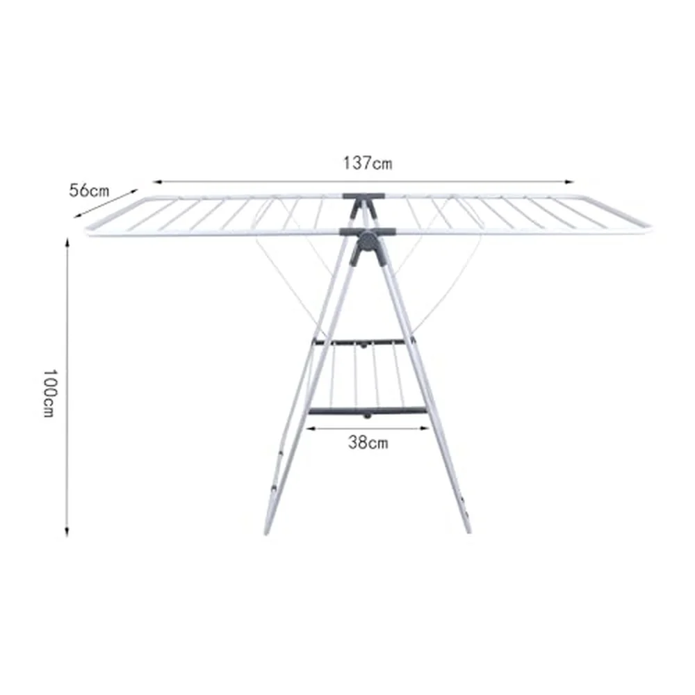 2 Tier Stainless Steel Clothes Drying Rack Foldable Indoor/Outdoor Laundry Stand Quick 3 Second Setup for Socks Sheets