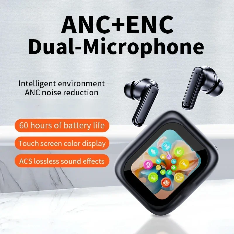 

M6 Wireless Earphone Bluetooth Headphone Large Screen Touch ANC Noise Reduction Earbuds Color Screen Screen Waterproof