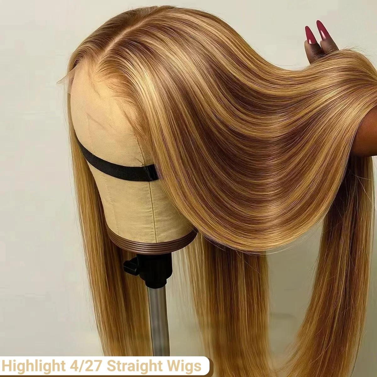 

Highlight 4/27 Blonde Ombre Human Hair Wig Bone Straight 13x4 13x6 HD Lace Front Wig Pre Plucked Baby Hair Honey Blonde Colored Wig for Women Hot Sale 200 Density