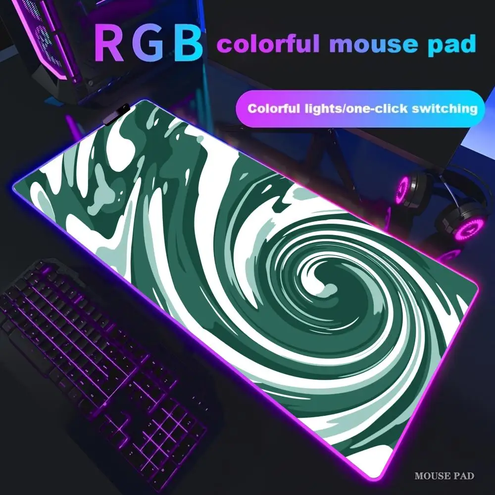 

Colored Swirls Mouse Pad XXL RGB Gaming Mouse Pad Gamer Accessories Large LED Light Mousepads PC Computer Desk Mat with Backlit