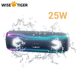 WISETIGER F10C Beat Boom 25W Portable Bluetooth Speaker Outdoor IPX7 Waterproof Wireless Sound Box BT5.3 TWS RGB Light for Party