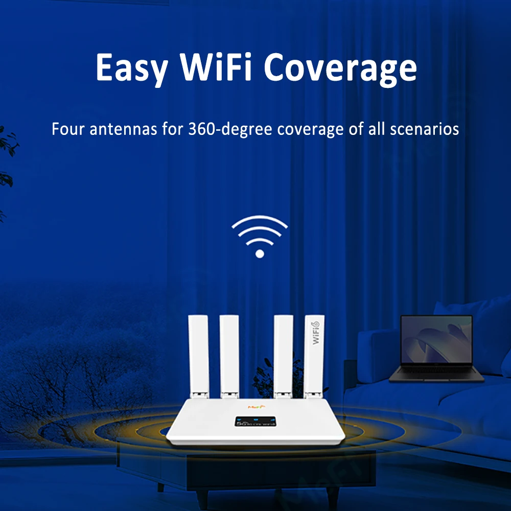 ​ ​ TIANJIE R611 4G LTE WiFi 6 Router, Internet Kecepatan Tinggi untuk Rumah/Kantor,Global Band, 4 Antena untuk Modem Wifi SIM Sinyal Stabil