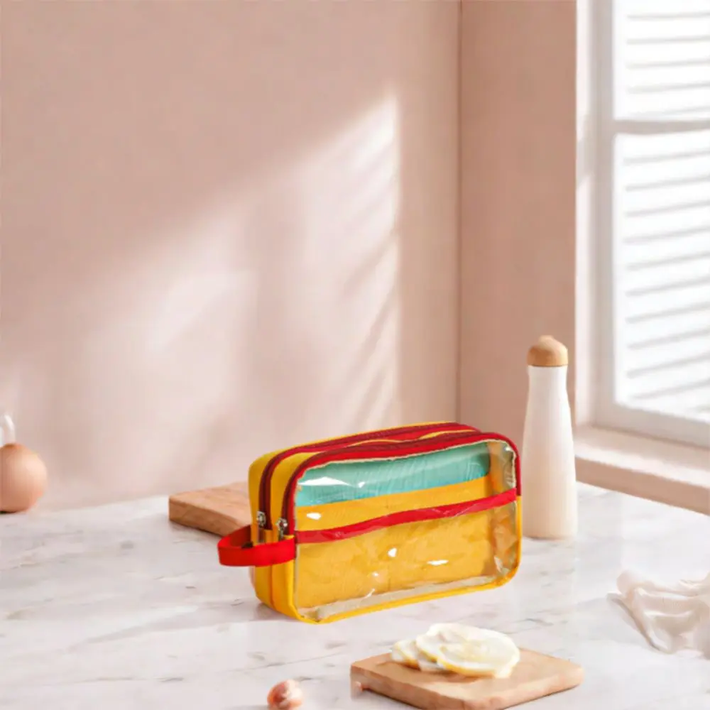 Durable Contrast Color Pen Bag Large Transparent Capacity Pencil Case Multi-layer Stationery Storage Box