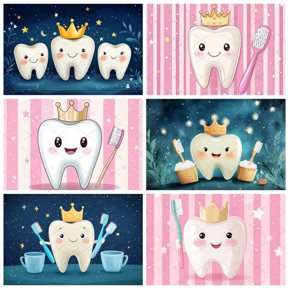 

Cartoon Toothpaste Toothbrush Baby First Tooth Kid Celebrate Party Banner Backdrop Custom Kid Photo Poster Decor Wall Background