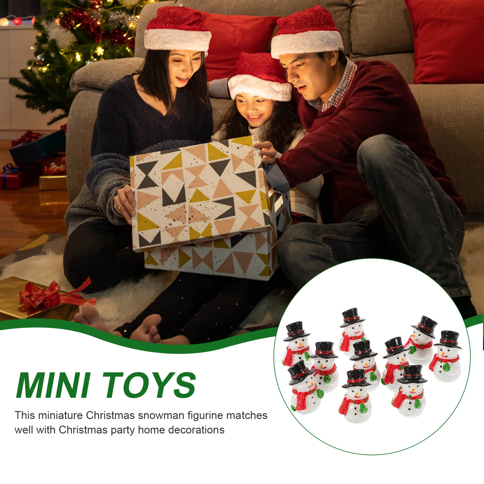 

10Pcs Xmas Mini Snowman Resin Decorations Christmas Party Supplies Micro Landscape Table Decor Mini Christmas Ornaments
