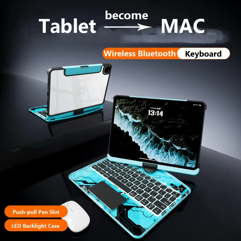 

Для IPad Pro 11 2025 M3 11thA16 Air 7 6 5 4 10,2 9th 8 7th 10th 10.9 Pro 11 M4 Прозрачный акриловый чехол с подсветкой и сенсорной панелью