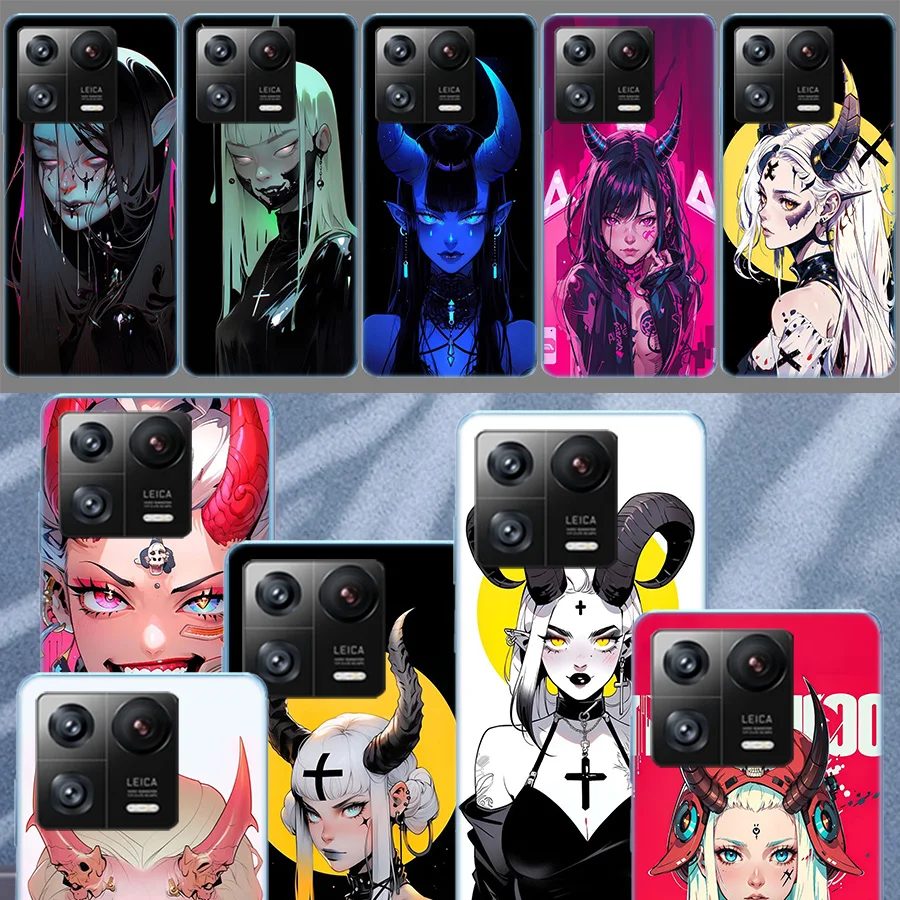 Neural Network Devil Girl Art Cases Phone For Xiaomi Mi 13 12 12T 12X 11 Ultra 11T 11i 10 Lite 10T Pro 9 9T 8 CC9E 6X 5X A3 A2 A