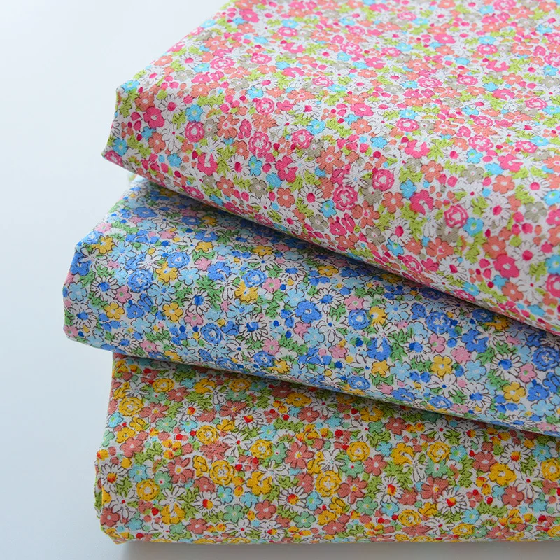 Garden Floral 100% Cotton Poplin Fabric Country Style Cotton Material DIY Handmade Fabric for Dress Shirt Clothing Sewing Supply