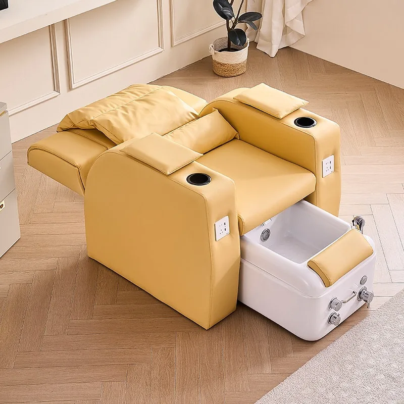 High-End Electric Massage Pedicure Spa Chair, Reclining Foot Bath Manicure Eyebrow Chair Nail Salon Furniture
