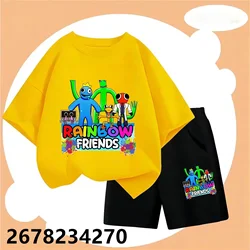 Hot Game Rainbow Friends T-Shirt Set Cartoon Boys Girl Baby Birthday Kids Clothes Short Sleeve T-Shirt Harajuku Multicolour Tops