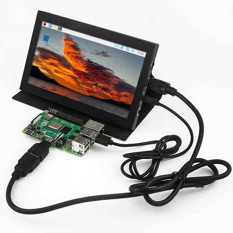 Imagem -04 - Tela Ips com Suporte de Couro Shell Compatível com Mini Hdmi Mini pc Monitor para Raspberry pi Tela Sensível ao Toque 1024x600 7